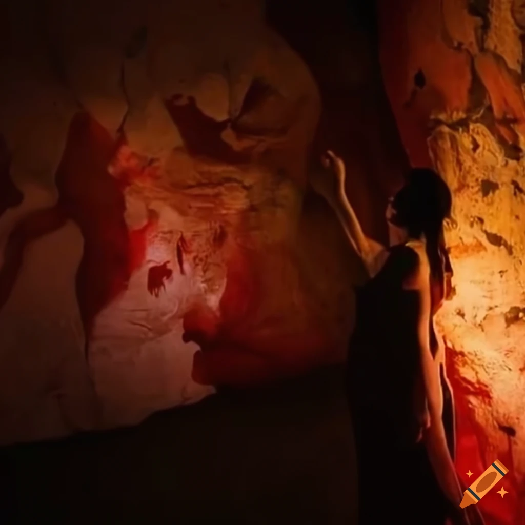 Ancient cave painting of a woman