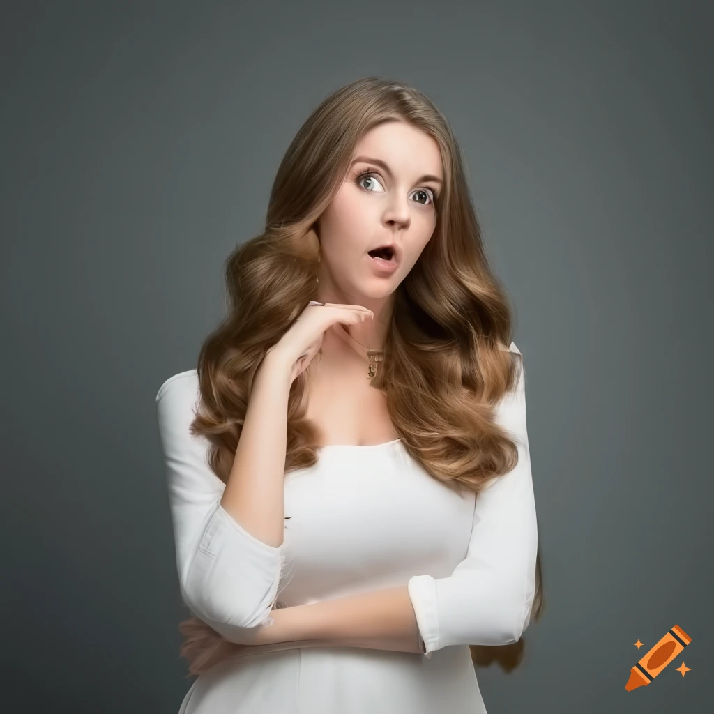 Surprised young woman in a library