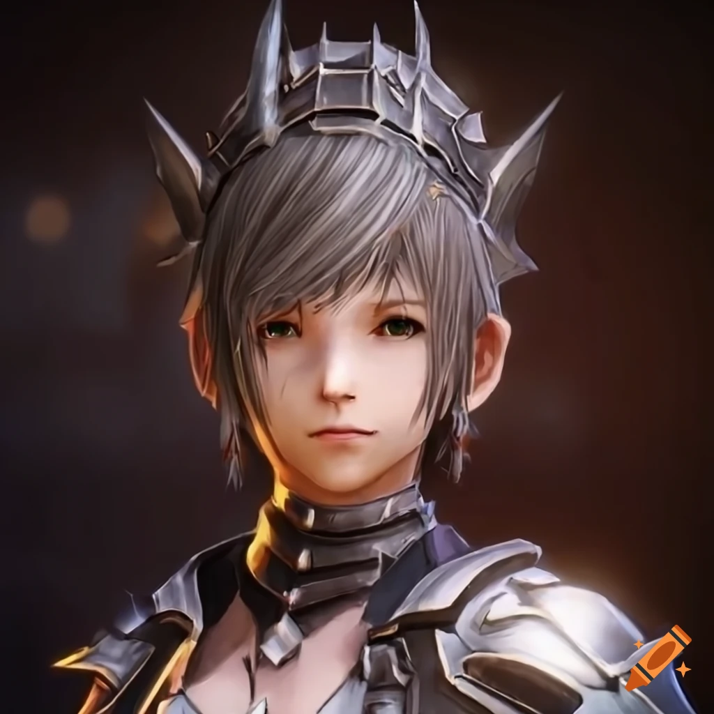 Moko in shining armor resembling a warrior from final fantasy 14 on Craiyon