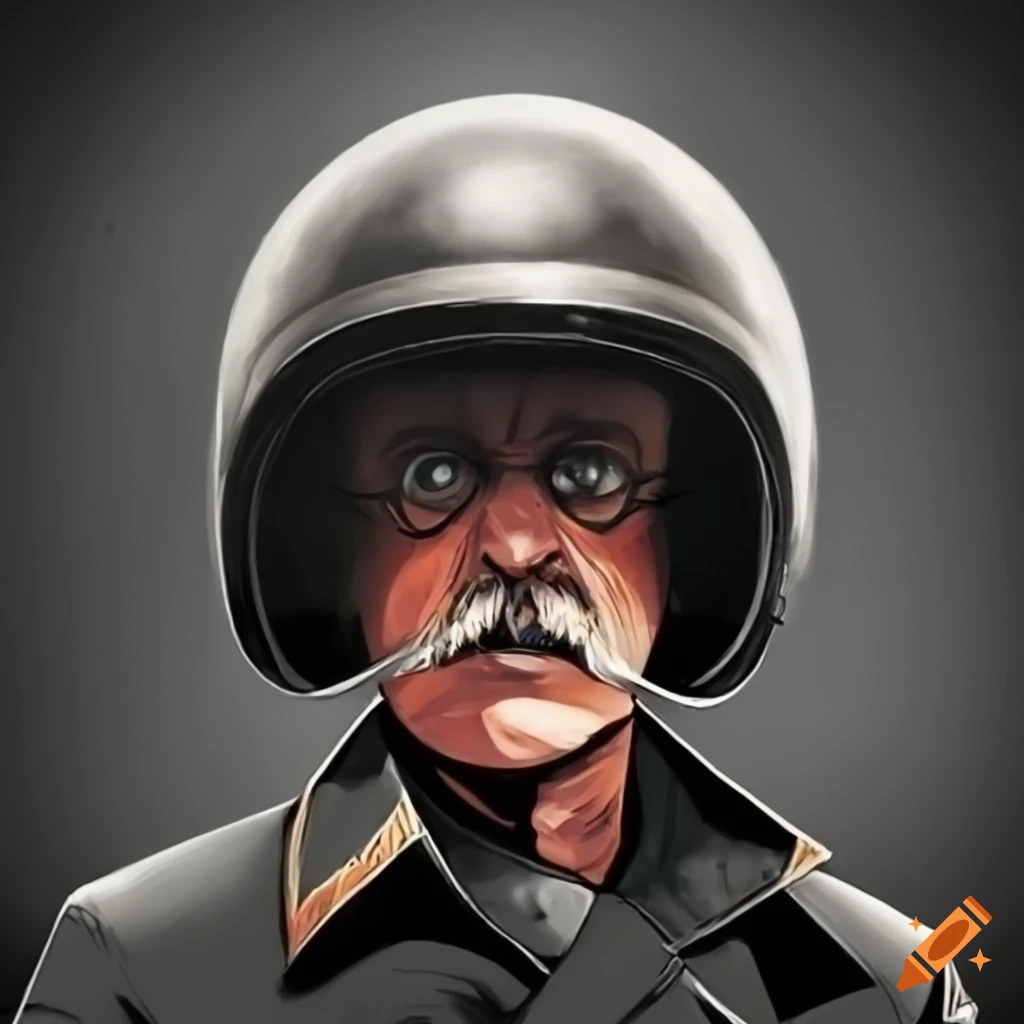 Lord kitchener pointing with a motorcycle helmet on Craiyon