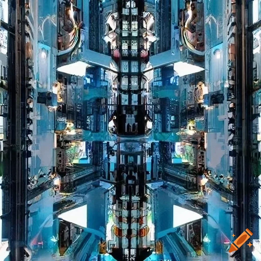 Symmetrical IT image featuring a meticulously arranged server rack