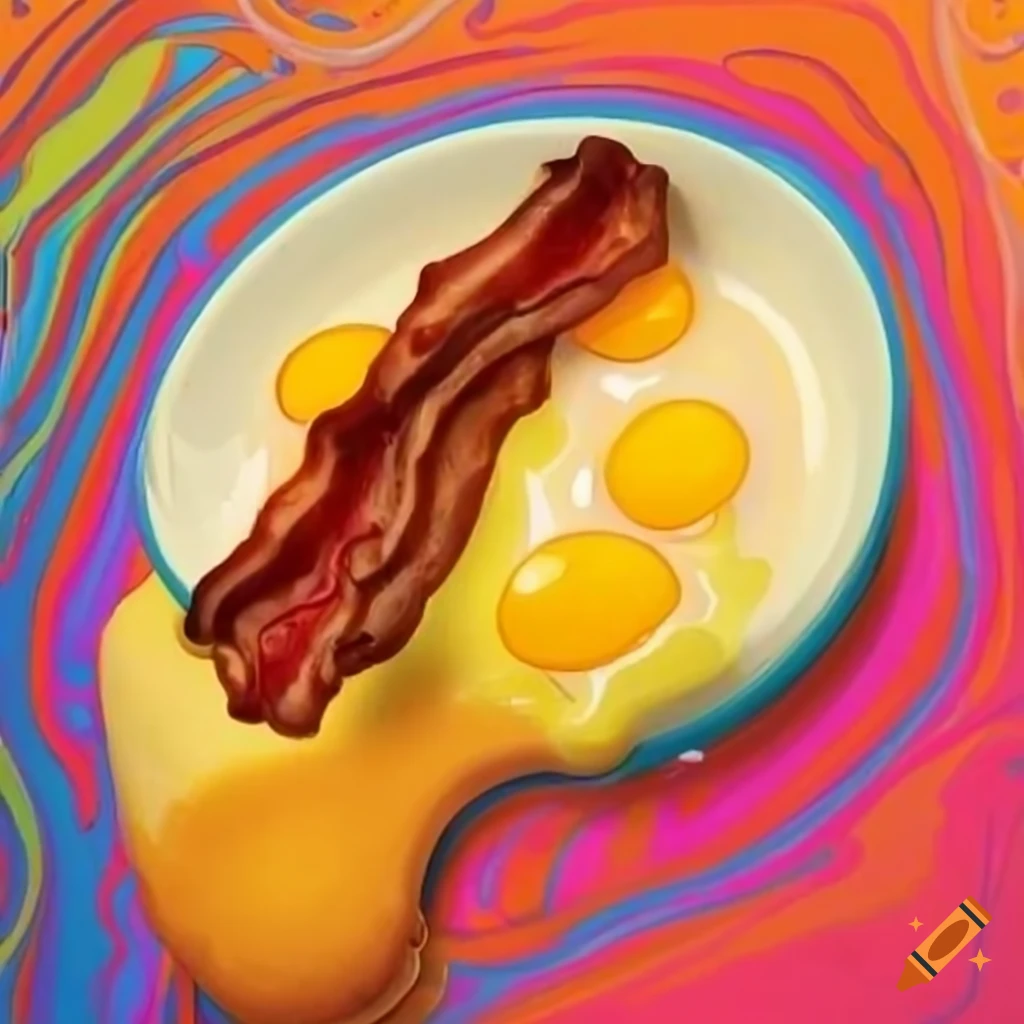Plate of breakfast with runny over easy eggs