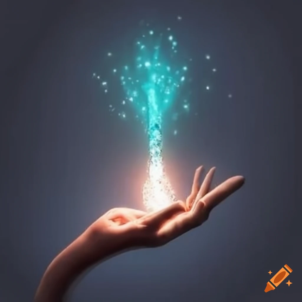 Hands with light sparks