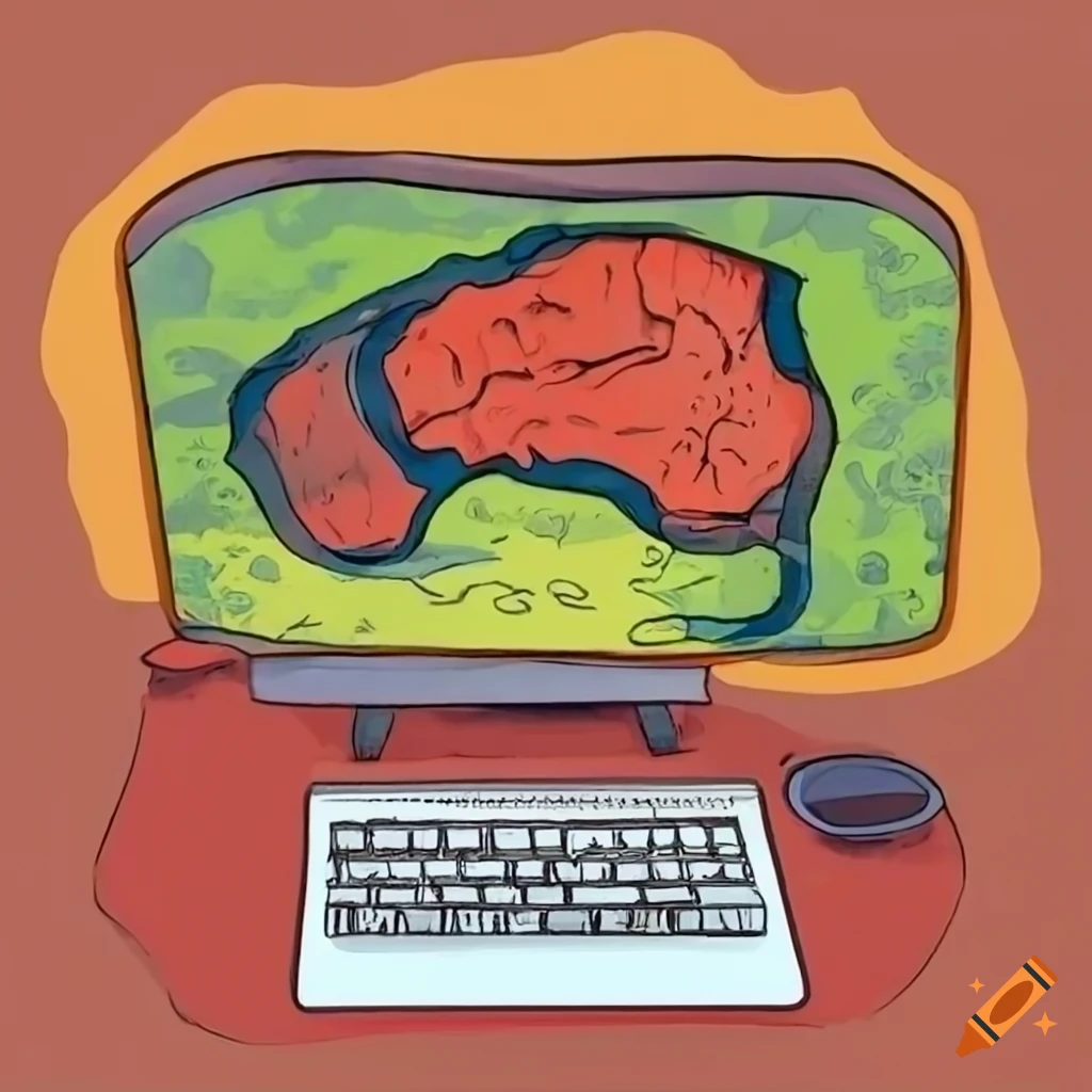 Altamira cave art style drawing of a desktop computer