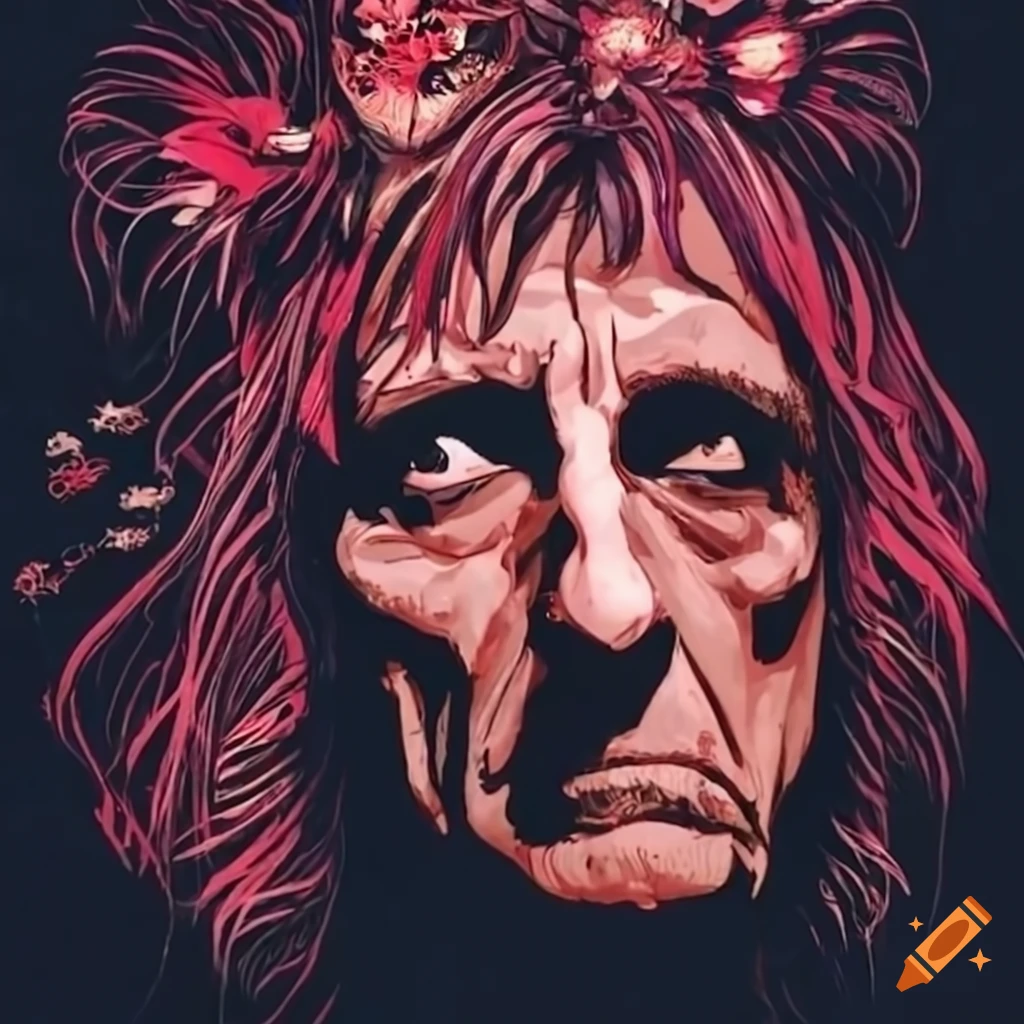 Alice Cooper Welcome to My Nightmare album cover with flowers
