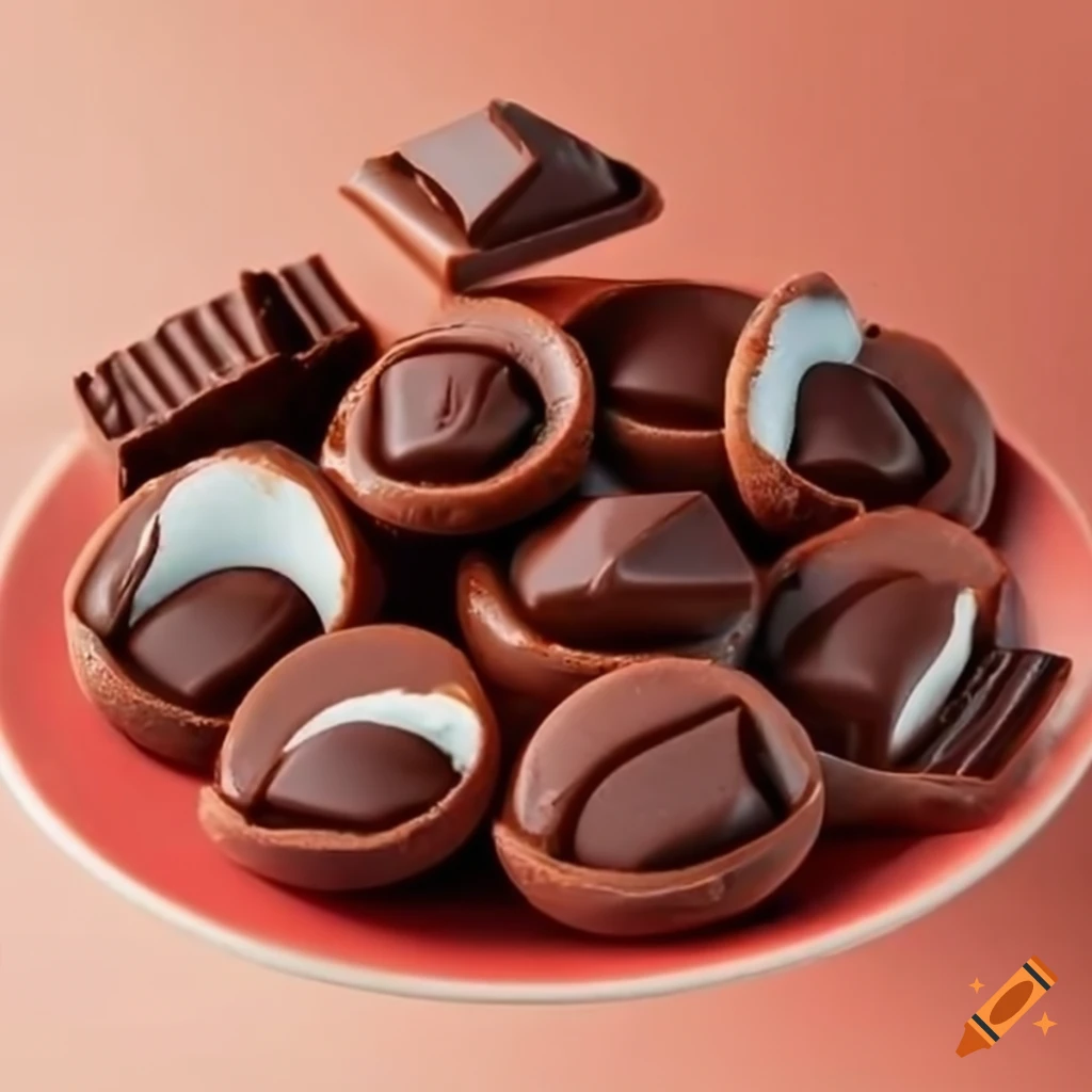 Pulse candy chocolate with salt on a plate on Craiyon