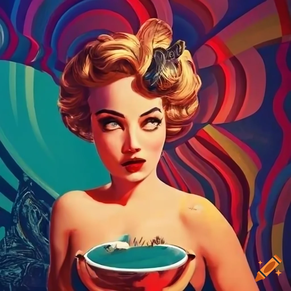 Vintage travel poster pinup with fine details