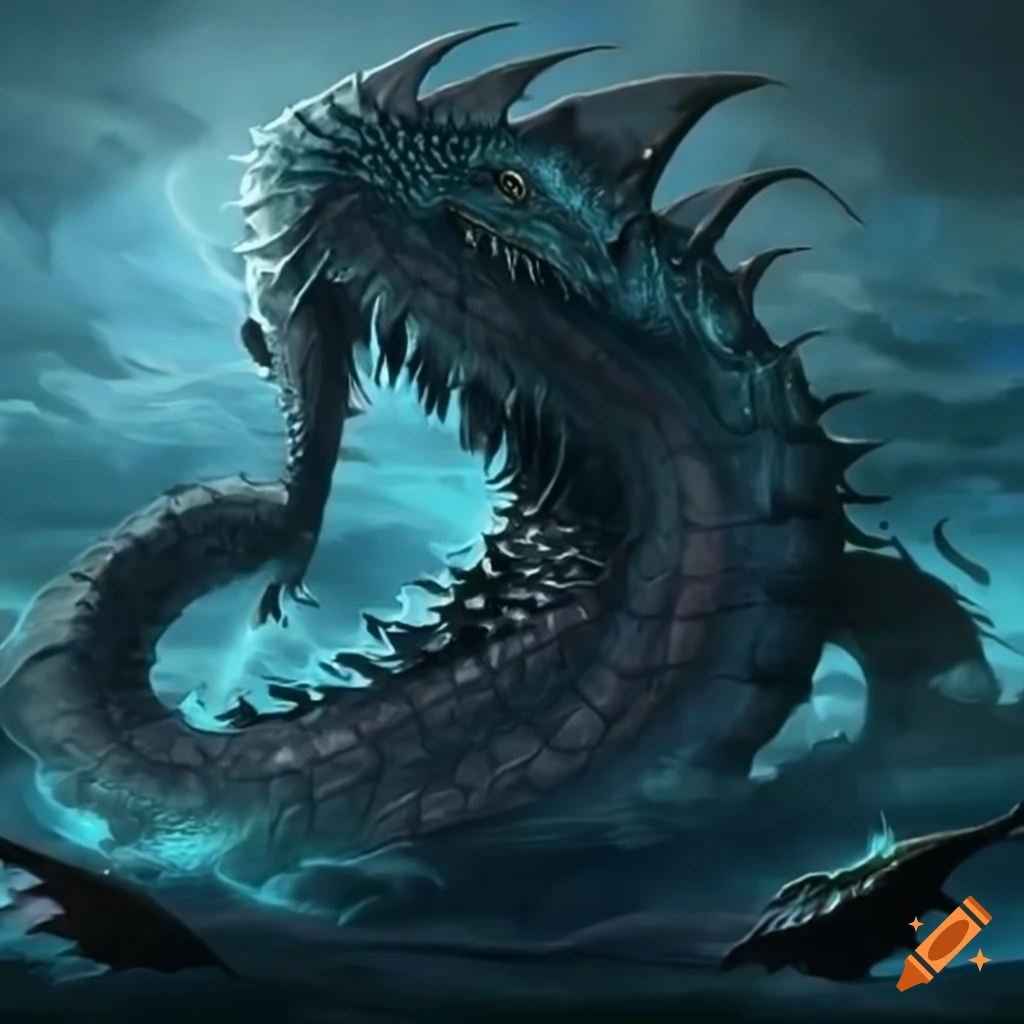 Abyssal water god leviathan in the deepest depths on Craiyon