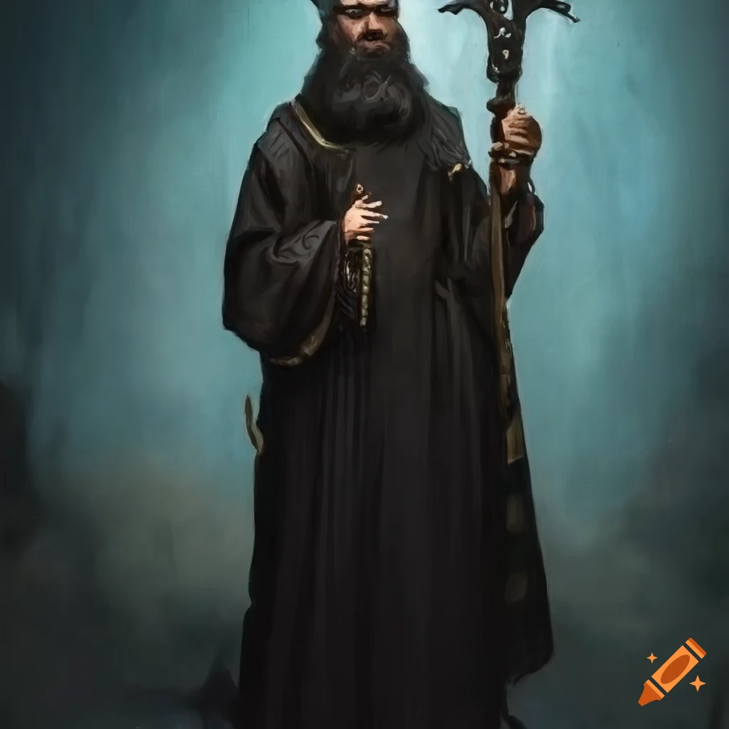 Shepherd In Robe Shepherd father in black robe and body armor on Craiyon