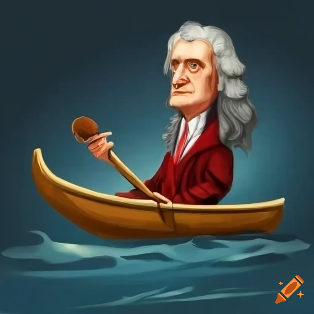 Isaac Newton in a canoe