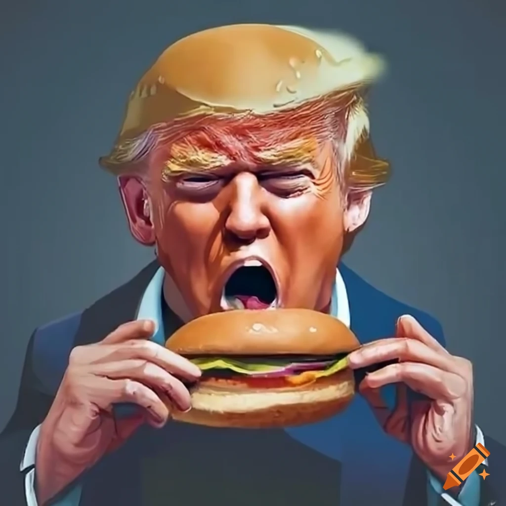 Donald Trump enjoying a hamburger on Craiyon