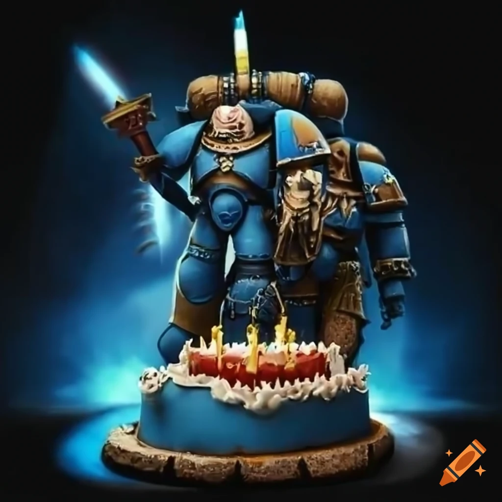 Warhammer space wolves with birthday cake