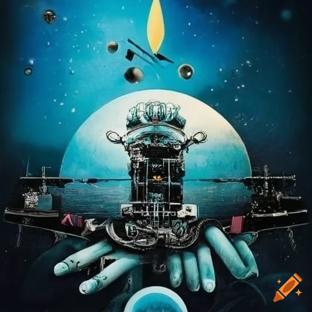 Avant-garde art design with collages and surreal imagery
