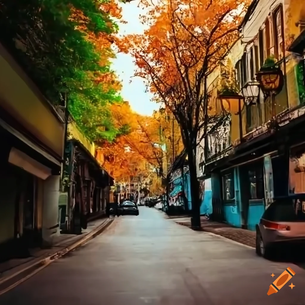 French concession street with lush sycamore trees and small shops on