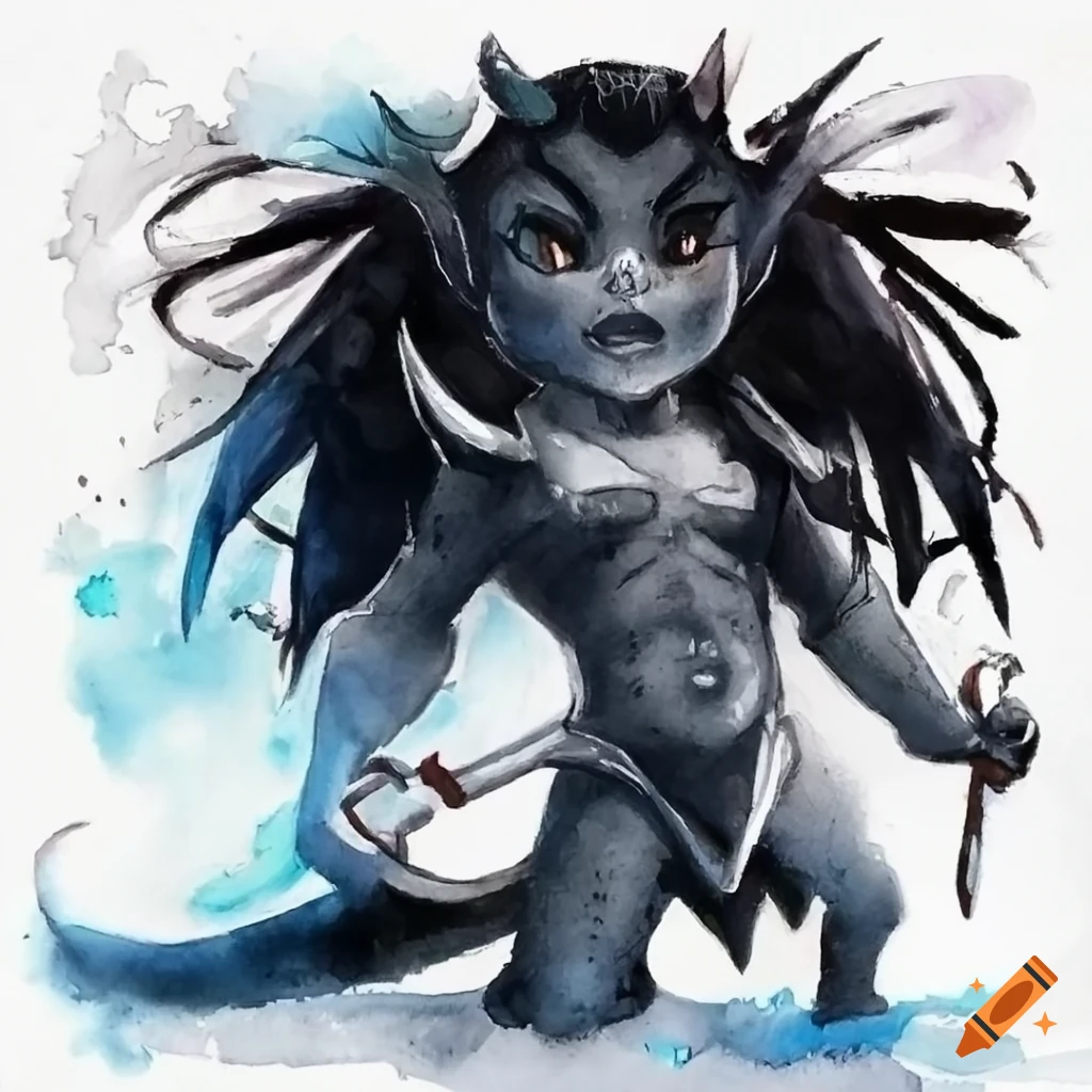 Cute child demon in Simon Bisley art style
