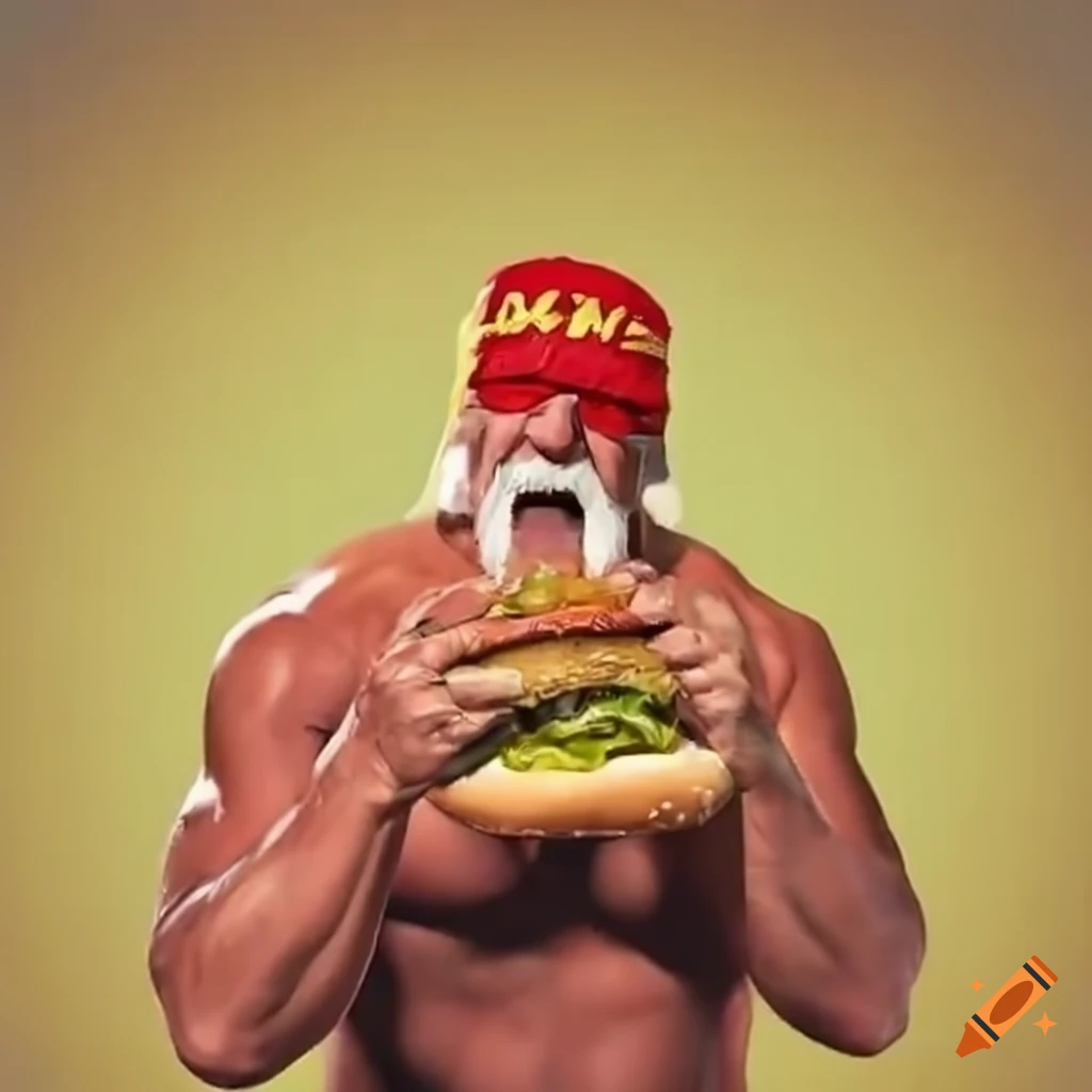 Hulk Hogan enjoying a burger