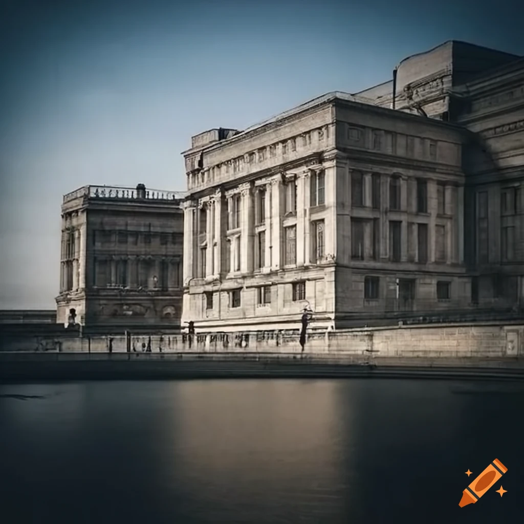 Slovak Brutalist palace seen through Buckingham Palace gates