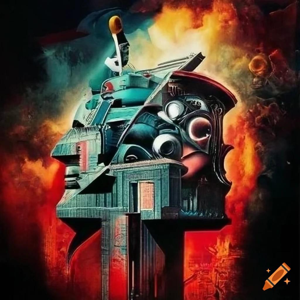 Avant-garde art design with collages and surreal imagery