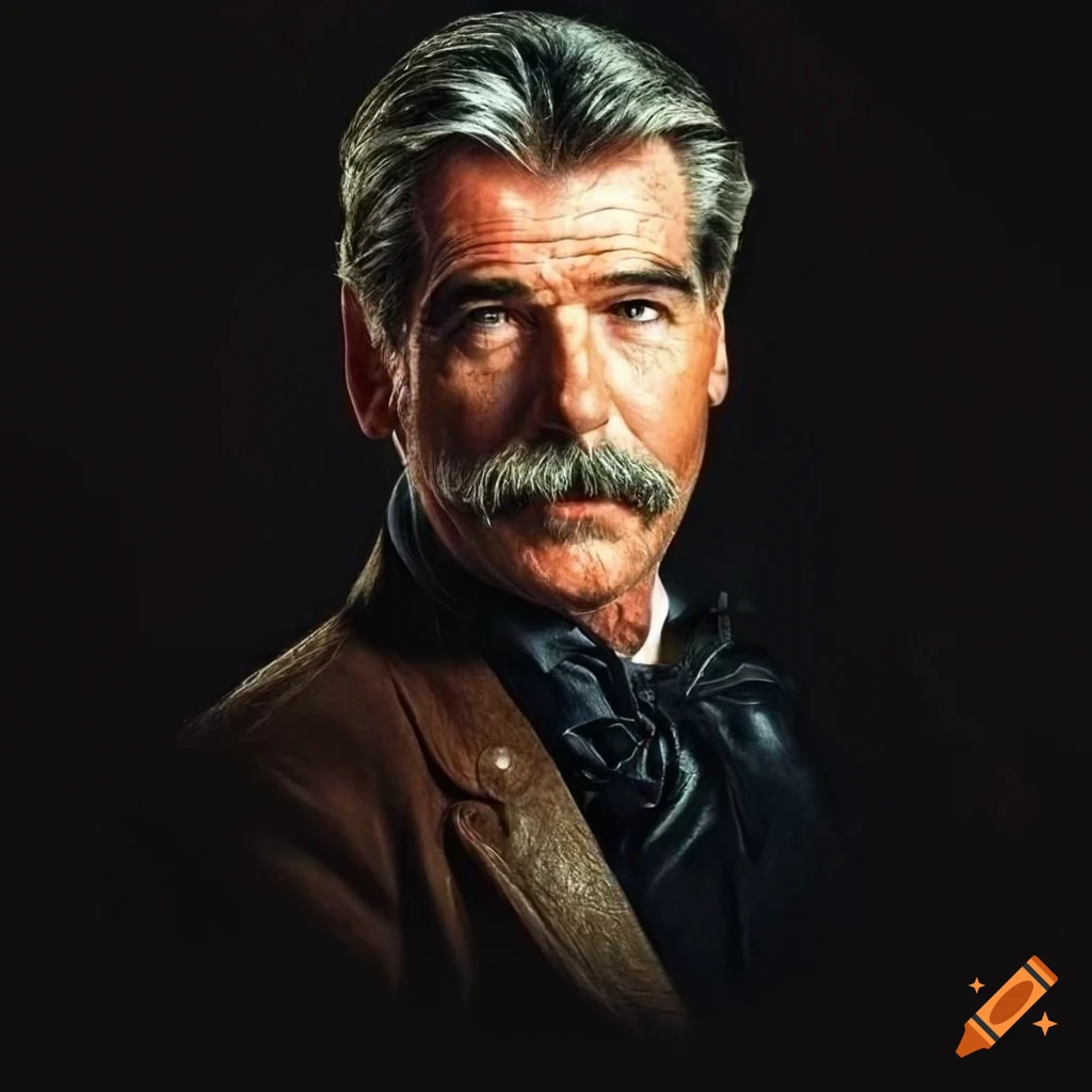 Western movie portrait of a retro caucasian man with features blending