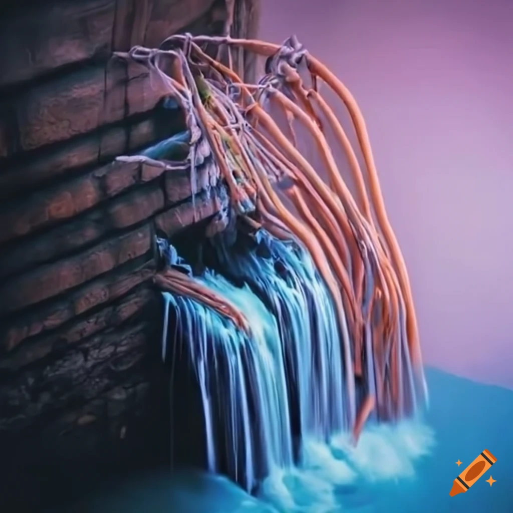 Waterfall made of wires on Craiyon
