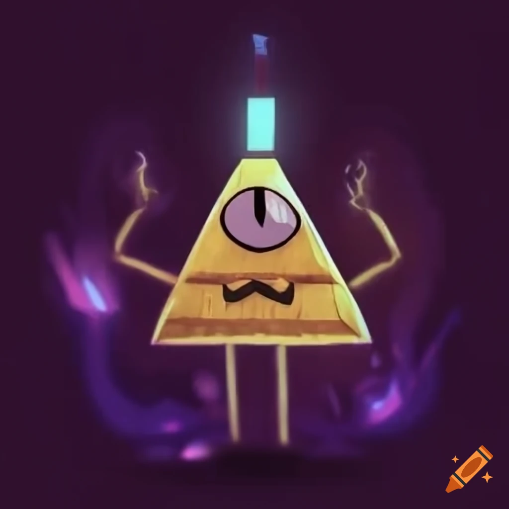 Bill cipher in a warm-colored ritual background on Craiyon