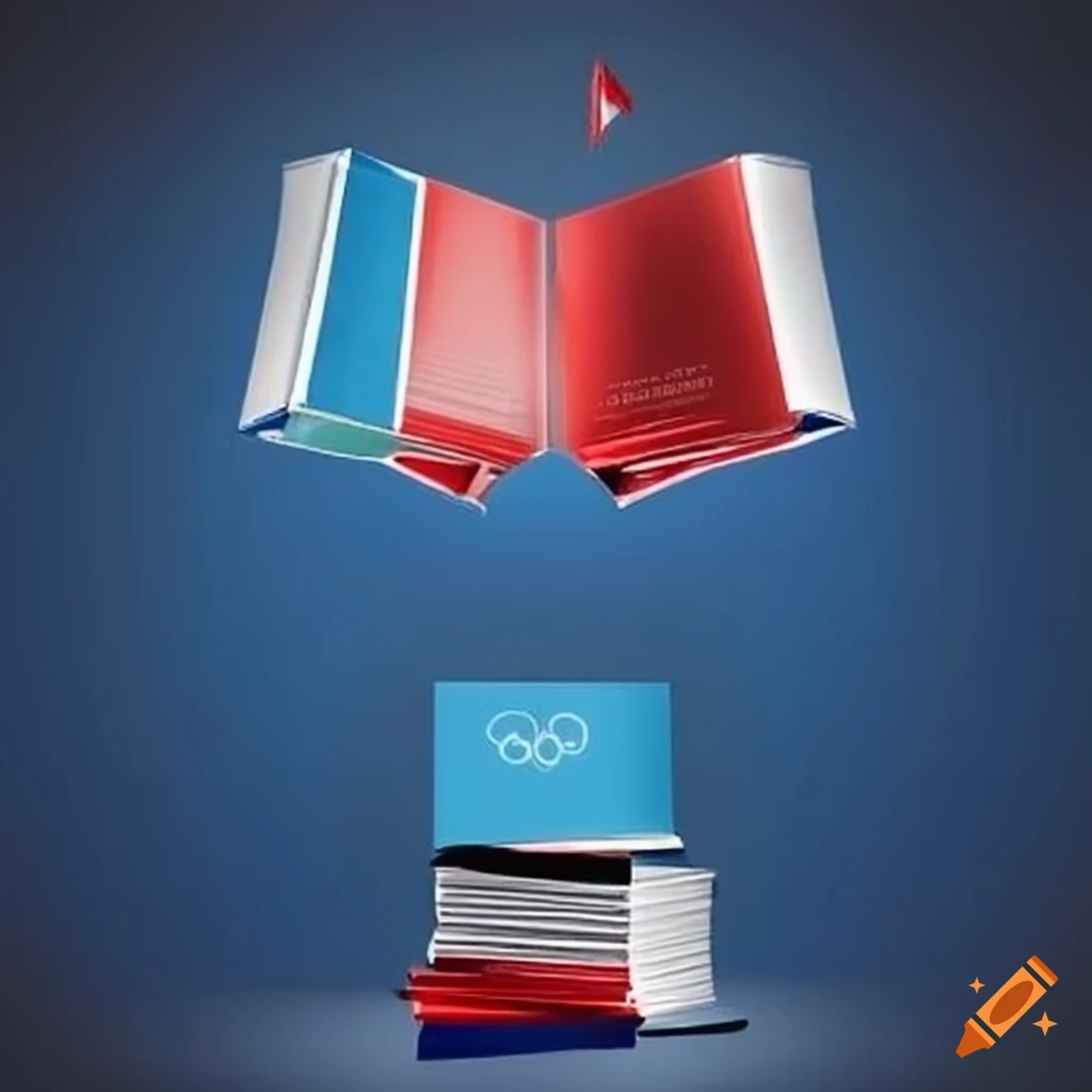 Official Olympic Games poster with blue, red, and white colors featuring books