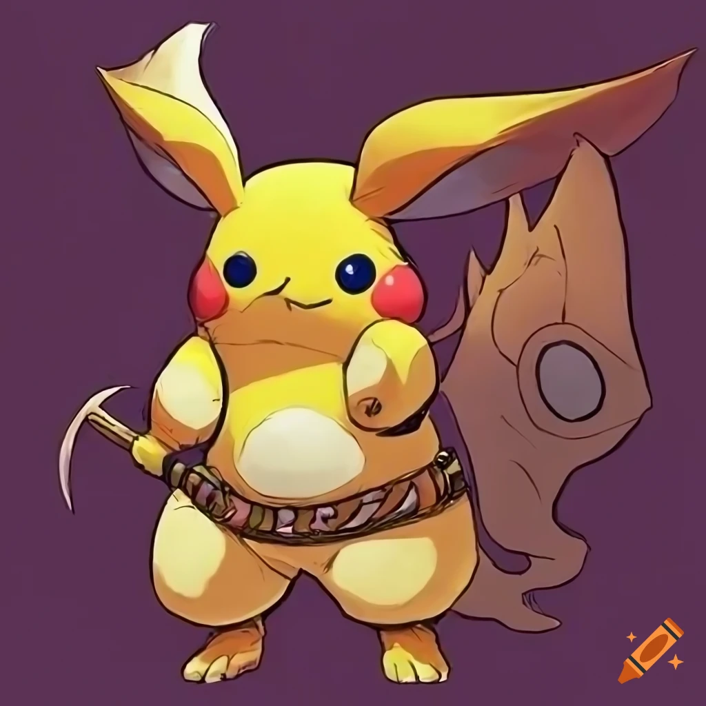 Anthro Raichu warrior in fantasy armor inspired by JoJo's Bizarre Adventure