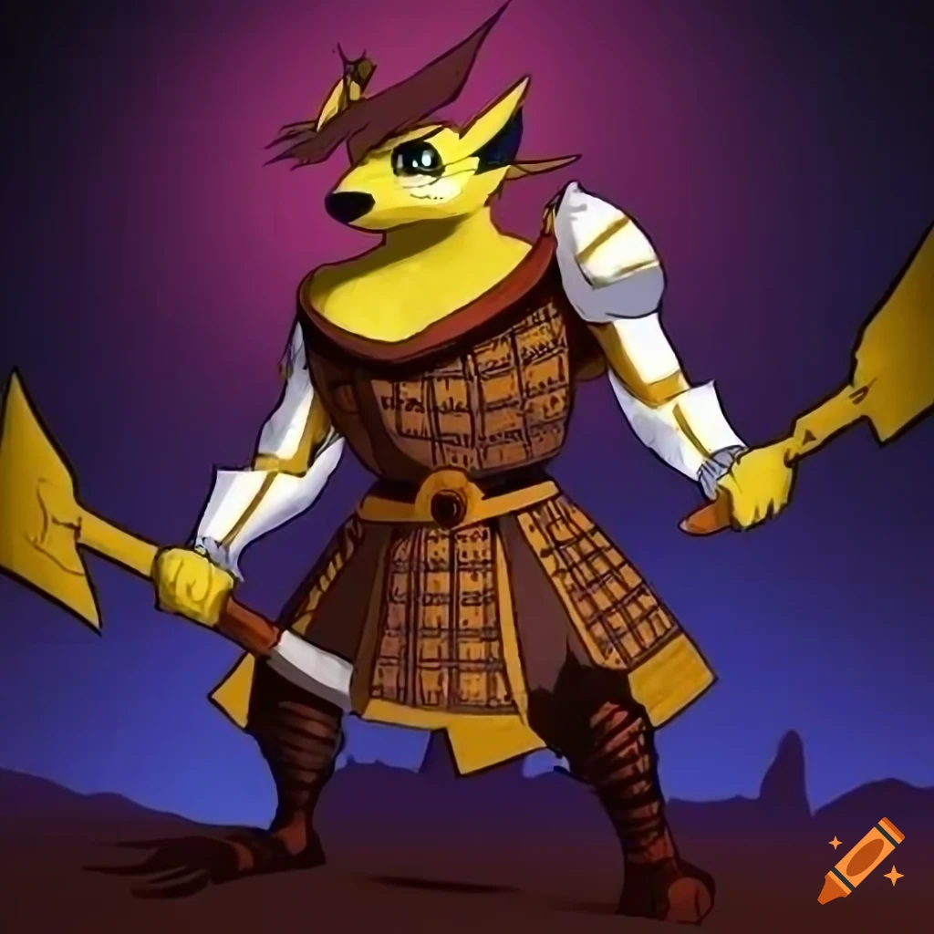 Anthro Raichu warrior in fantasy armor with a Samurai Jack style