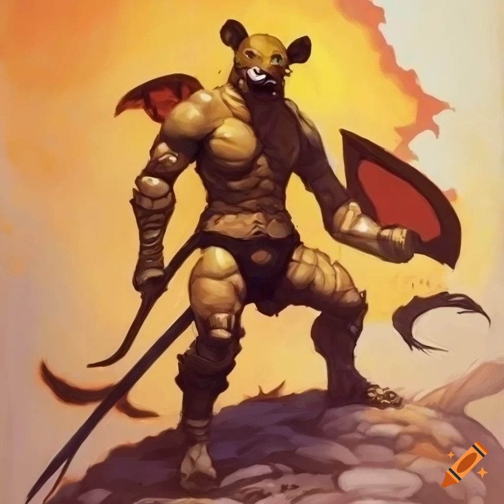 Anthro Raichu warrior in fantasy armor by Frank Frazetta