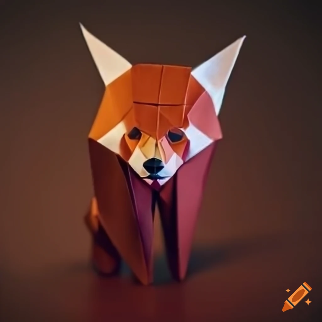 Origami red panda on glossy background