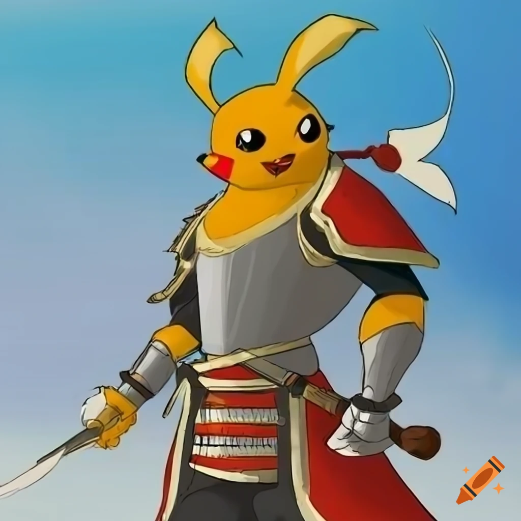 Anthro Raichu warrior in fantasy armor with a Samurai Jack style