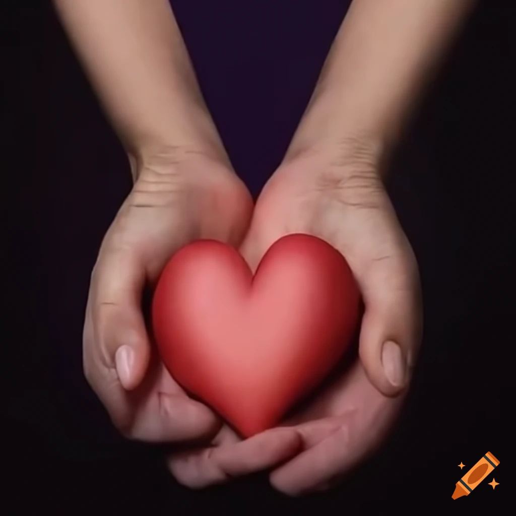 Person showing heart with hands, face blurred