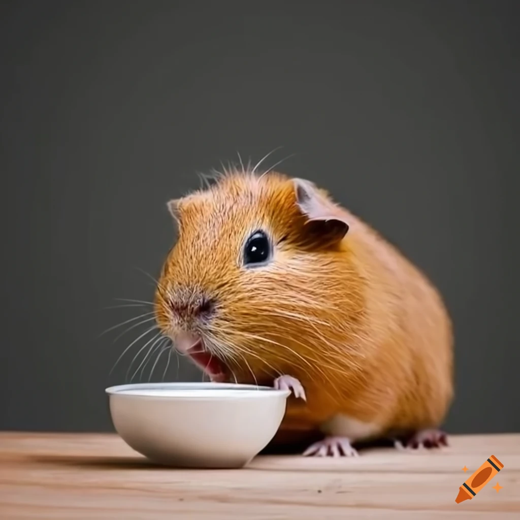 Photo inspiration: Guinea Pig Enjoying Cereal From A Bowl On Craiyon Photo Inspiration