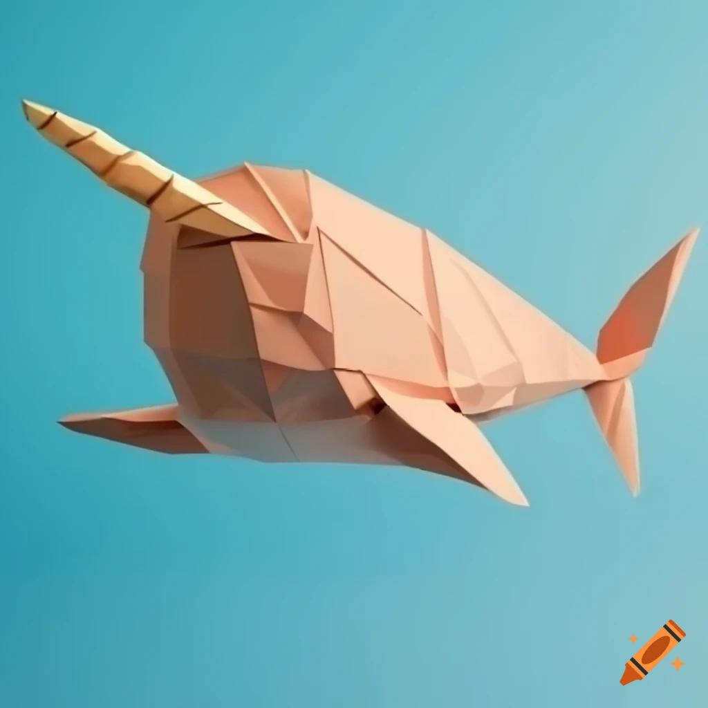 Origami narwhal in low poly style on Craiyon