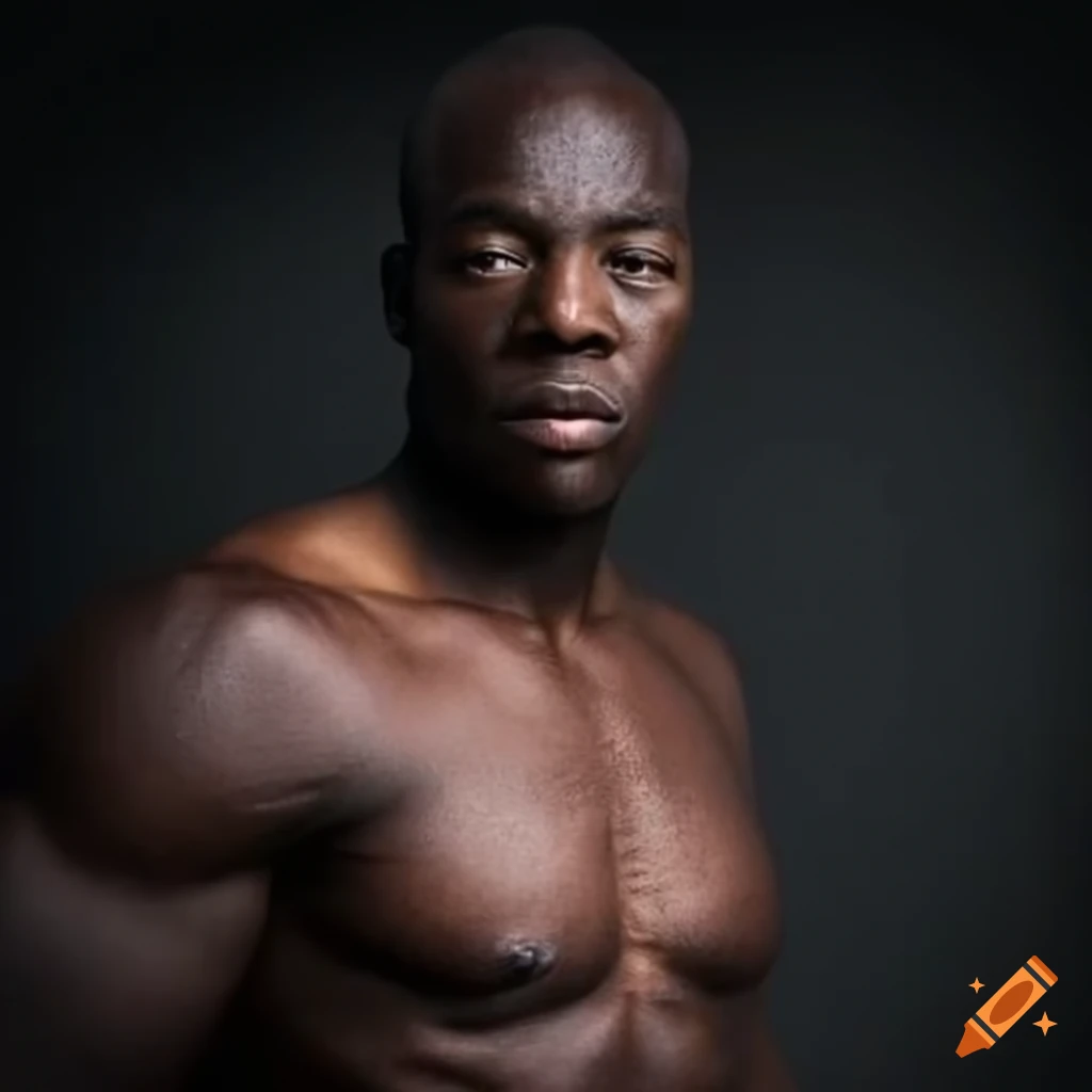 Muscular African man wearing a balaclava