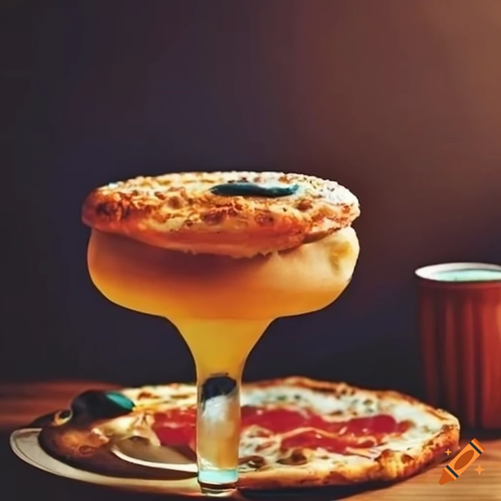 Pizza and margarita cocktail