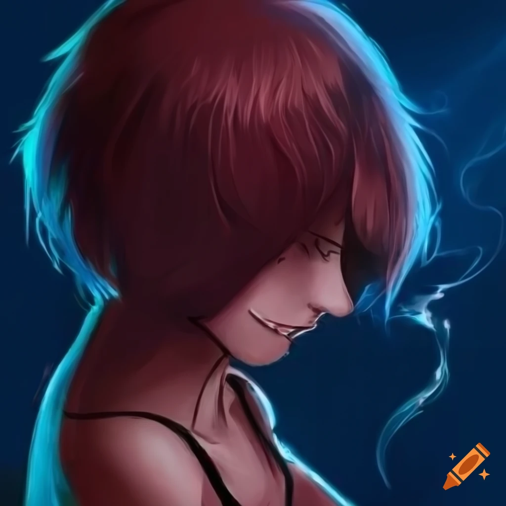 Lagomorph anthro with a bob haircut smoking a cigarette
