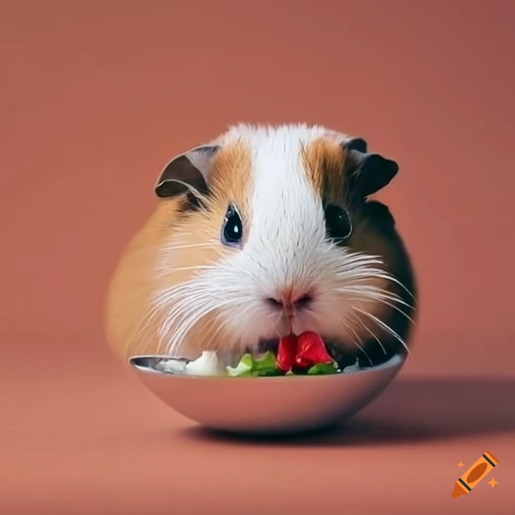 Curated visual reference: Hot Cereal For Guinea Pig Reference: Guinea Pig Eating Cereals From A Bowl On Craiyon