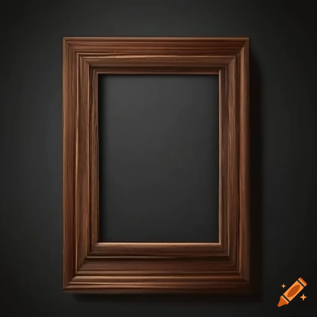 Realistic dark wooden picture frame