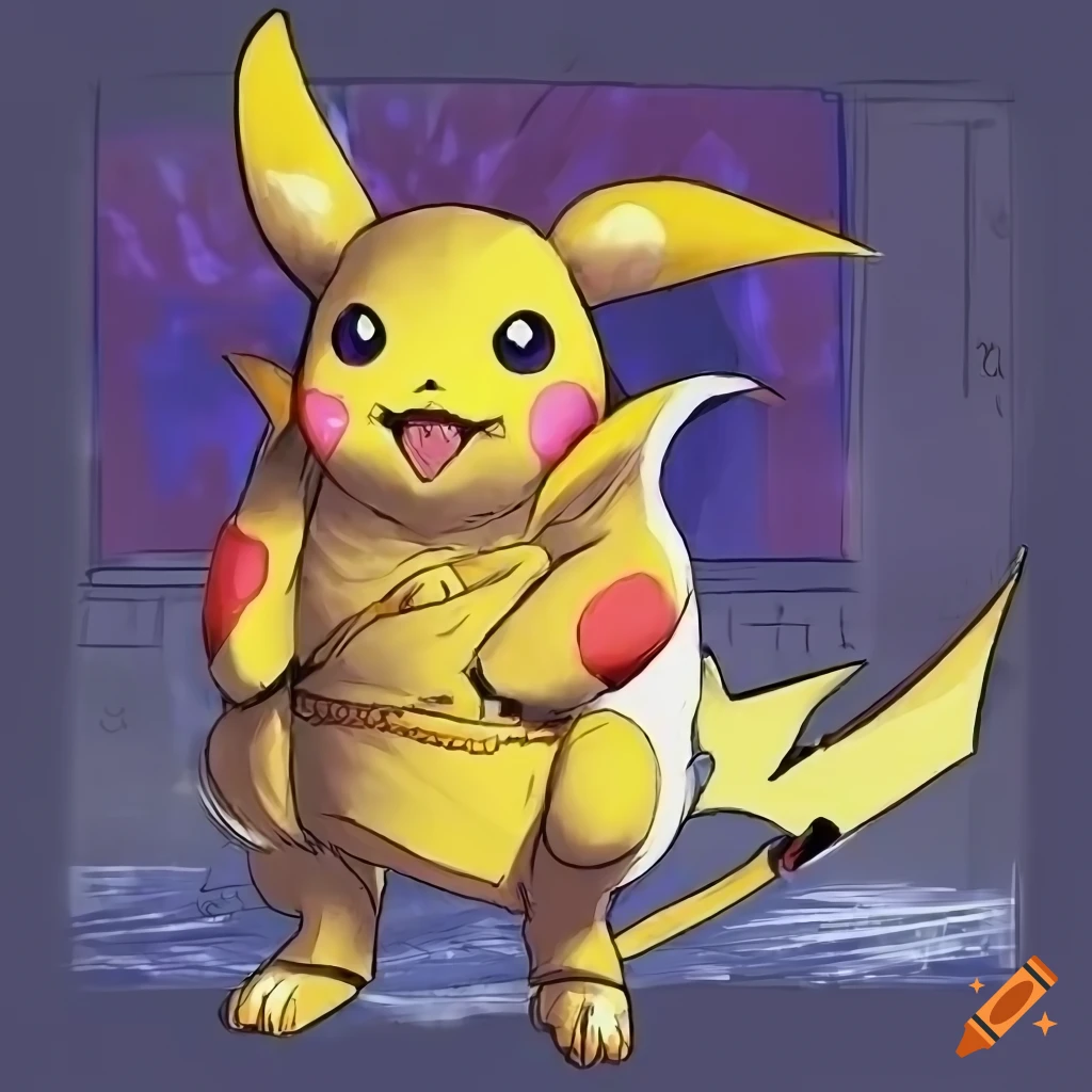 Anthro Raichu warrior in fantasy armor inspired by JoJo's Bizarre Adventure