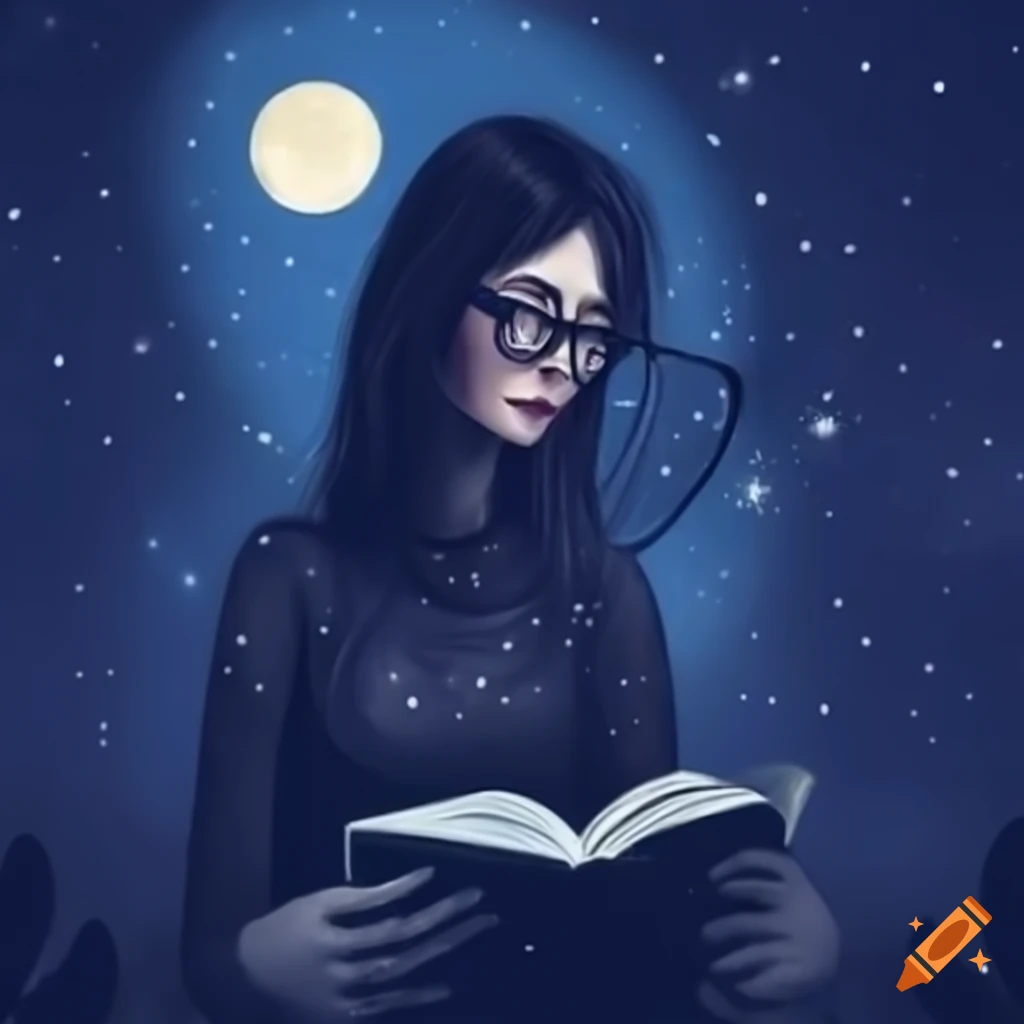 woman-reading-a-book-under-the-moonlight-wearing-glasses-on-craiyon