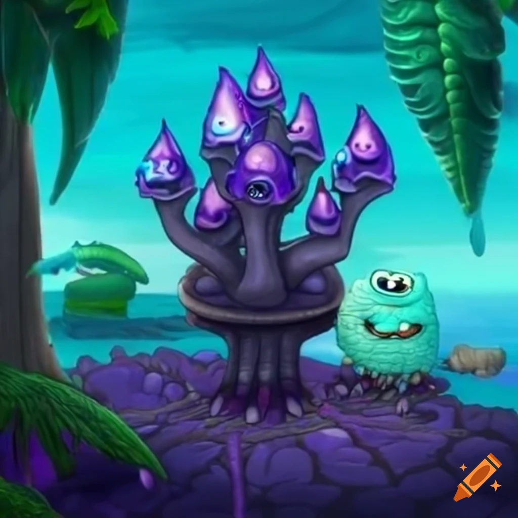 Enchanting fantasy islands with purple crystals from 'my singing