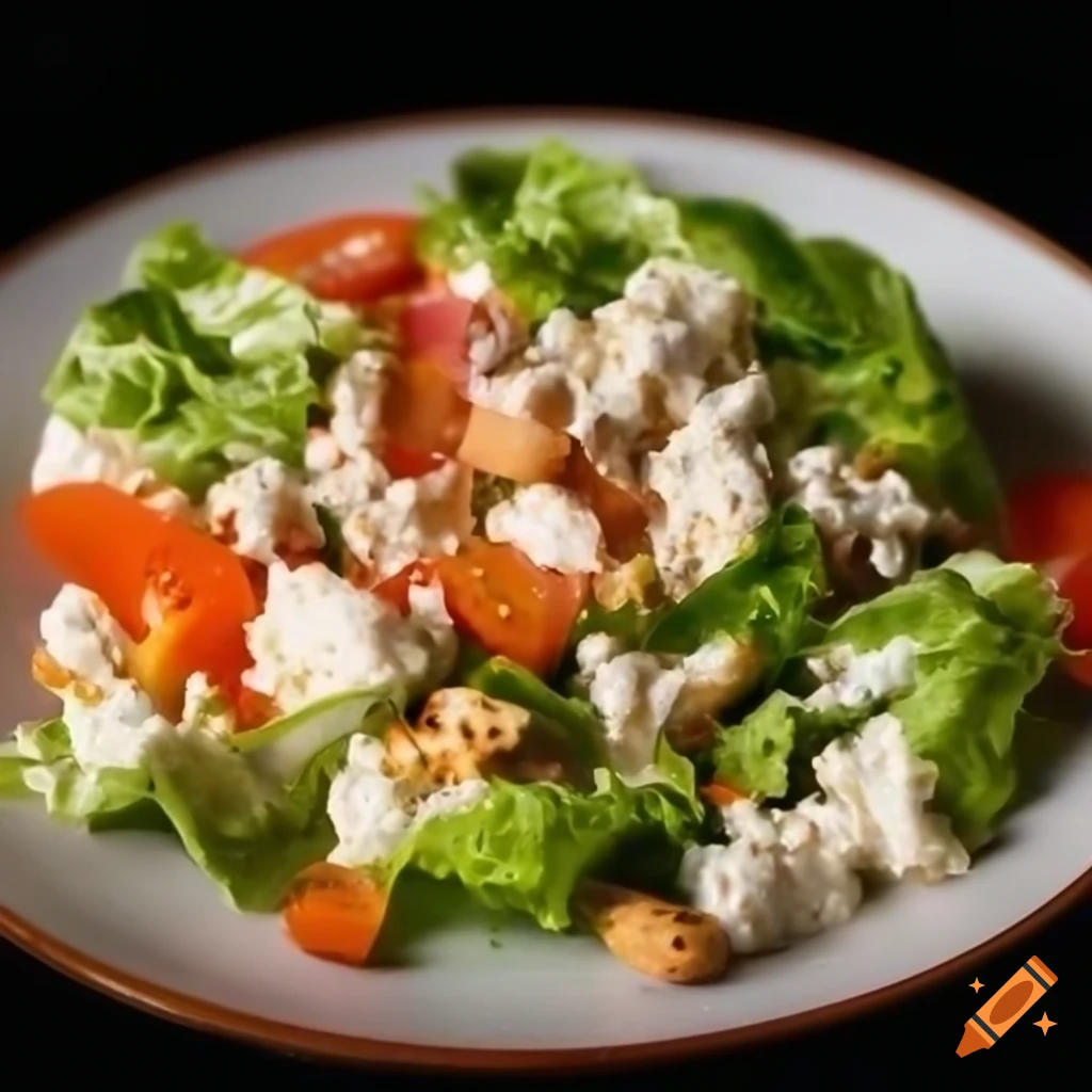 Indian cottage cheese salad with lettuce, cherry tomatoes, and peanuts