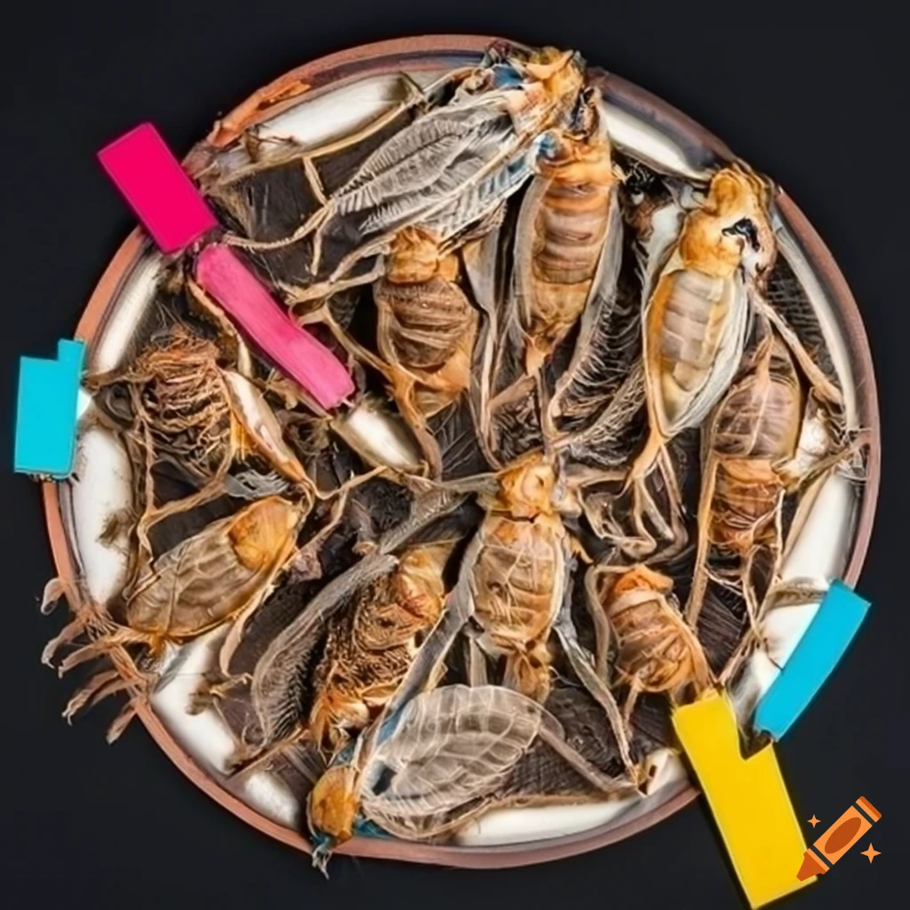 Pack of dried cicadas with colorful label