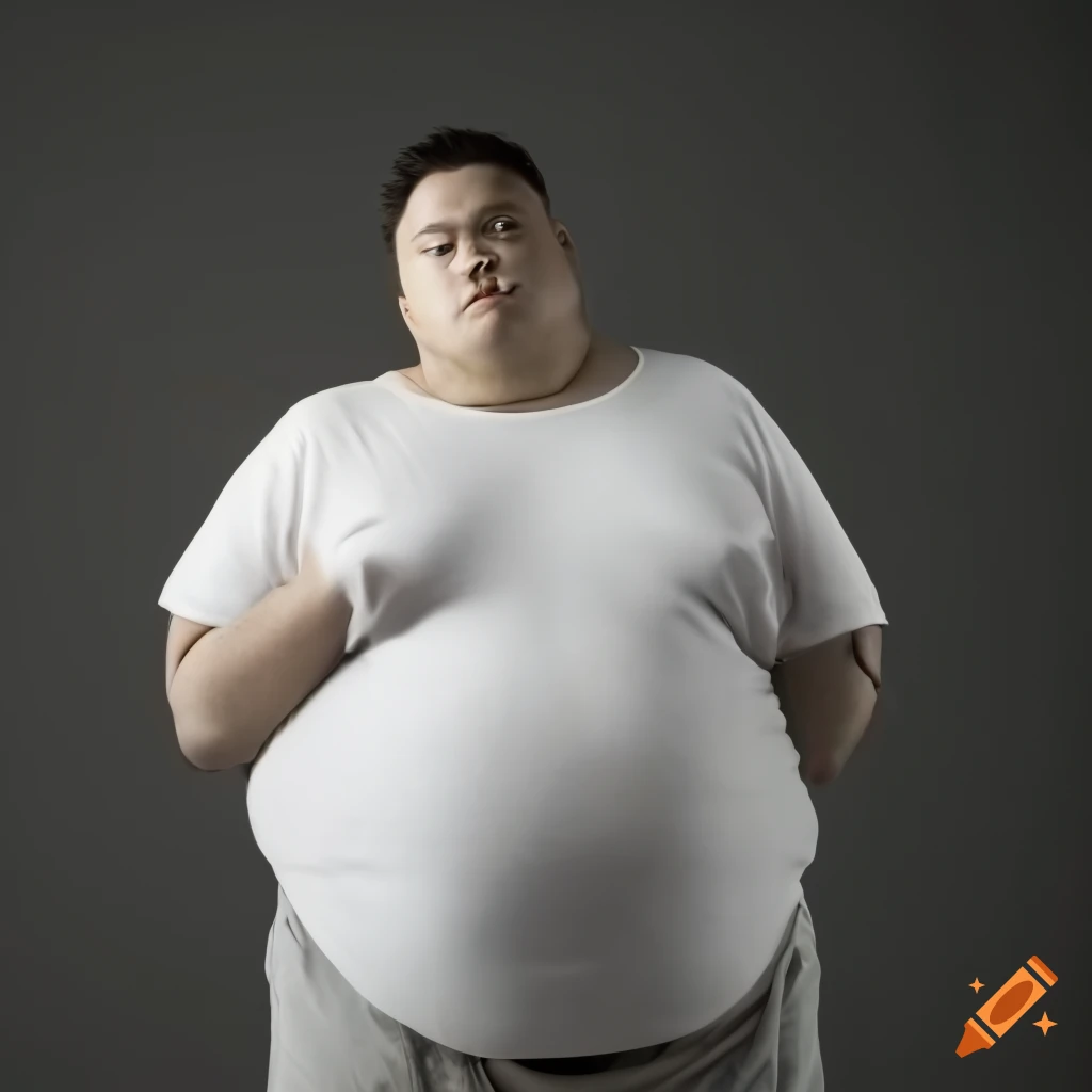 Obese man in a white shirt