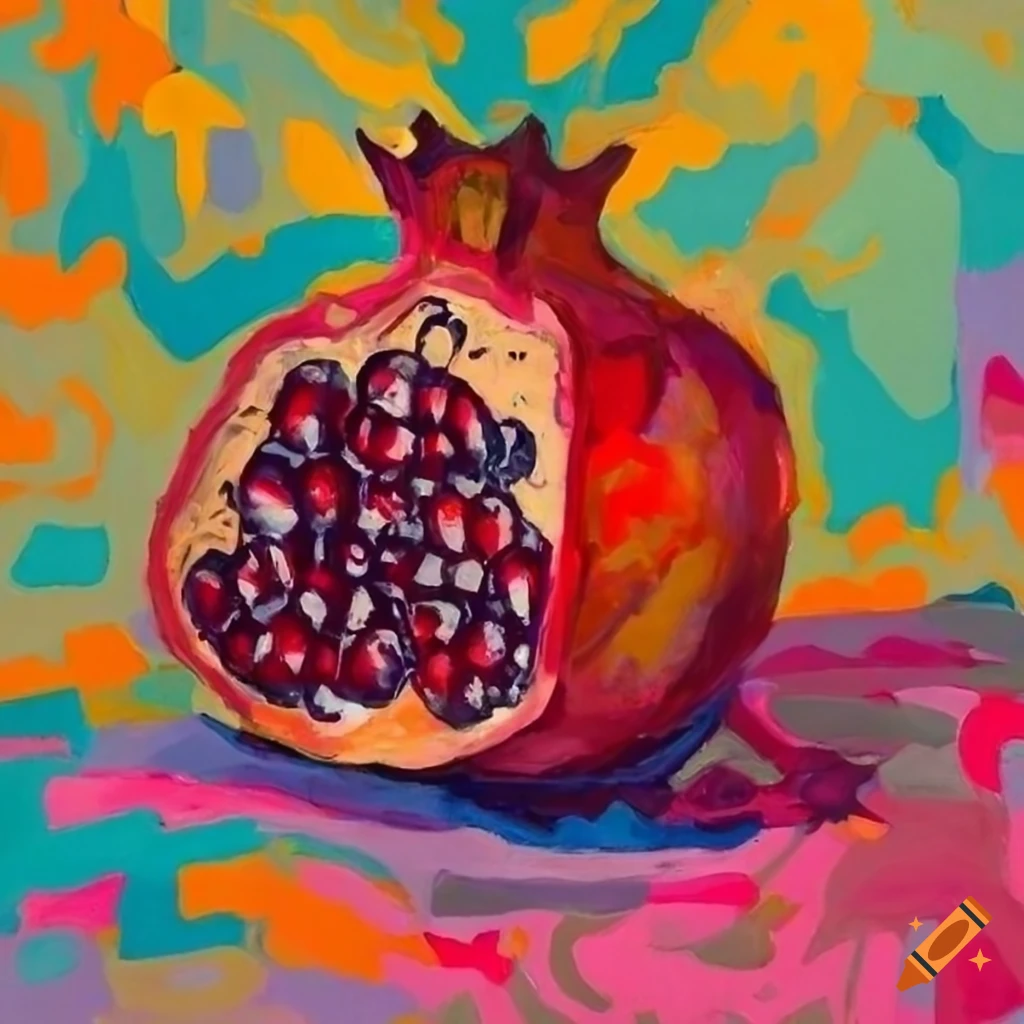 Pomegranate in vibrant Fauvism style