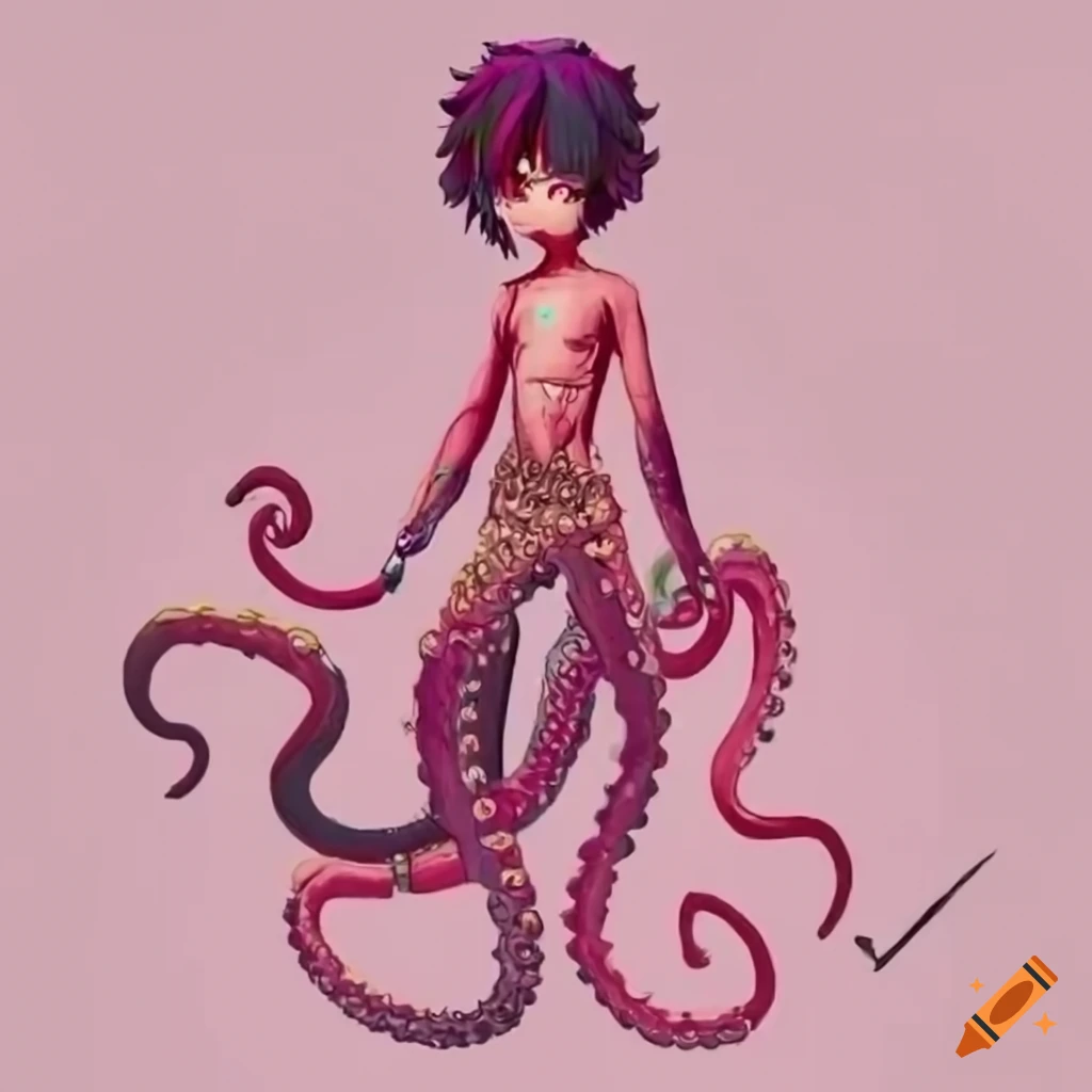 Octopus humanoid character with unique design and vintage style full ...