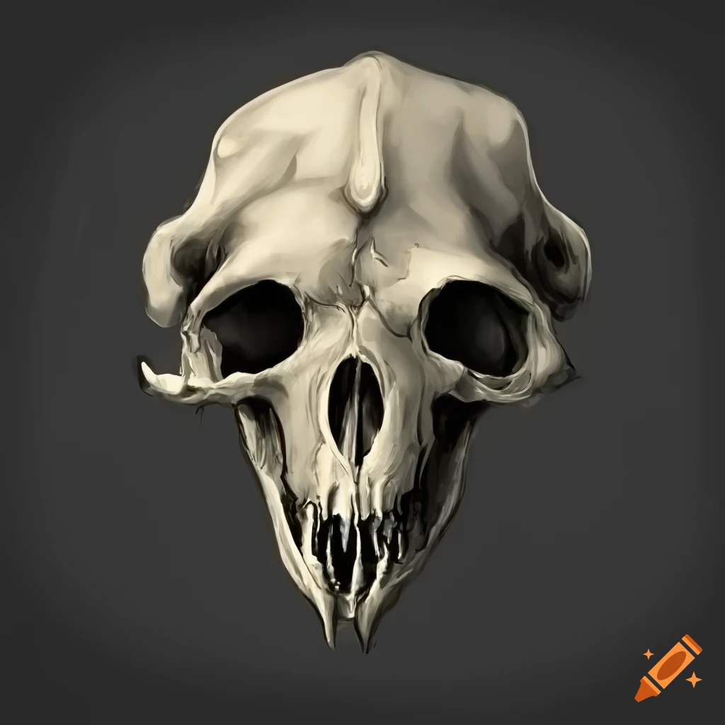Old bear skull made of bones