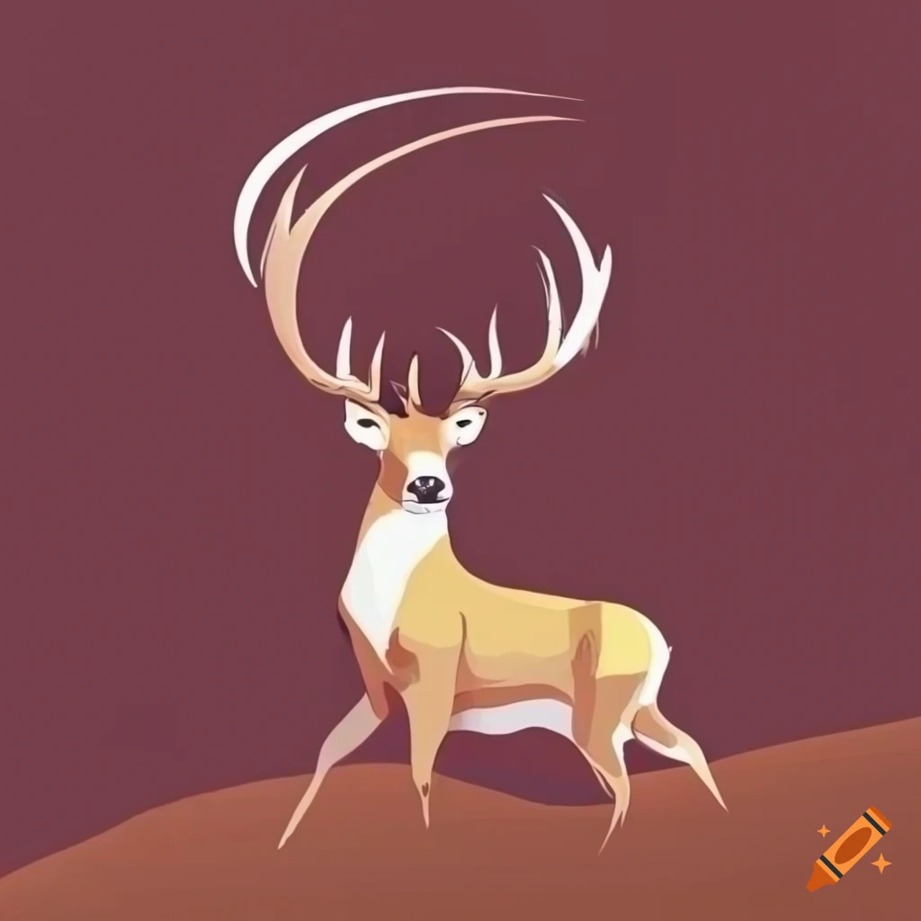 Deer cresting a hill in logo style drawing