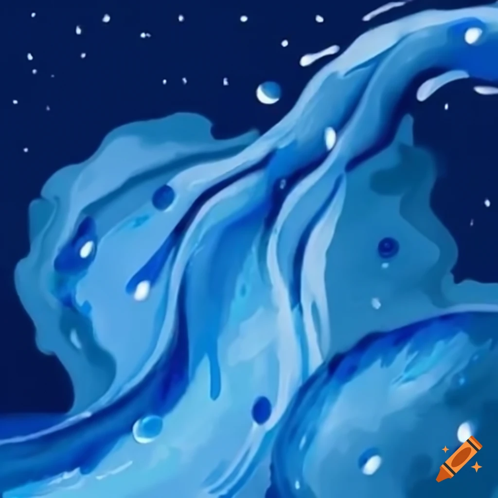 Flowing water with bubbles